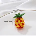 Handmade beaded pineapple charm made of yellow and green faceted crystals, 27x29mm - 1# Beaded Pineapple