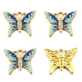 Set of colorful butterfly pendants in blue and gold enamel with rhinestone accents - Butterfly Style (#2) / 20x24mm / Blue