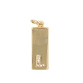 Detailed view of a gold rectangular pendant featuring a zircon-encrusted letter L charm - Letter L