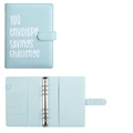 Mint blue PU leather 100 Envelope Savings Challenge binder with 6-ring clips - A5 Blue Shell Only