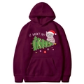Burgunderroter Weihnachts-Hoodie mit Cartoon-Katze und 'IT WASN'T ME!'-Schrift - Burgunderrot