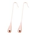 Pendientes largos de gota en oro rosa minimalista hechos de acero de titanio brillante - Gota de Agua Larga / Plateado