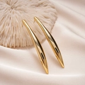 Minimalist 18K gold plated curved drop earrings with polished mirror finish for women - Gold (S925 Silver Pin)