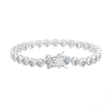 Silver S925 sterling silver heart-shaped tennis bracelet with sparkling heart cut zircons - 4mm Platinum 16.5cm Approximately 10.6g