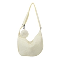 Creamy yellow cloud puffer shoulder bag with matching round coin purse charm - Light Yellow