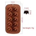 Brown 10-cavity Halloween bat silicone mold for chocolate, jelly and candy making - Bat