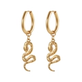 Goldene Creolen aus Edelstahl mit detailreichen Schlangenanhängern für trendigen Look - Goldene Schlange Wassertropfen Ohrschnalle (MS-662)