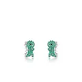 S925 sterling silver dinosaur stud earrings with green cubic zirconia pave setting - 925 Silver / Silver