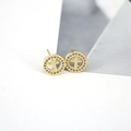 Vintage style gold earrings with micro-inlaid stones and hollow cross design - Round Hollow Cross Style (E10801-7)