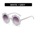 Fashionable white sunflower frame kids sunglasses with round grey gradient lenses - Glossy Porcelain White Frame Grey Lens