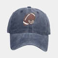Donkerblauwe gewassen honkbalpet met Amerikaanse voetbal en hartprint met luipaardpatroon - Verstelbaar / Marineblauw