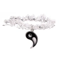 Handmade natural crystal chip bracelet featuring a Yin Yang charm and clear stone beads - White Crystal Bagua