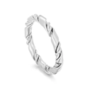 Elegante anello intrecciato argento minimalista con finitura lucida e design a doppio strato - US 6 / Stile A Intrecciato (KR104728-KFC) / Color Acciaio
