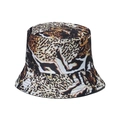 Cute cartoon yellow duck bucket hat with classic brown leopard print pattern - 58cm / Classic Leopard Print Style