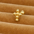 Polished gold stainless steel cross stud earring with ball screw back on velvet - Beaded Cross