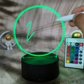 DIY acrylic message board night light with black base, green glow, and remote control - White Base Rechargeable 3-Color - Round