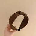 Deep brown twist knot headband with matte texture for high cranial top hairstyle - S53 Coffee Knot Style