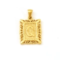 Golden 18K rectangle pendant with embossed letter Q and hollowed-out vintage borders - Letter Q (SP598G-Q)