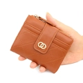 Portefeuille matelassé marron pour femme avec boucle dorée et multiples fentes pour cartes - Marron