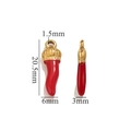 Red and gold chili pepper pendant charm in enamel finish with size specifications - Gold-Red