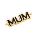 DIY gold-plated brass MUM connector in black enamel finish with dual rings for jewelry - Gold Plated MUM Letter Black Enamel