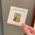 Spilla artistica in smalto Girasole di Van Gogh su base rettangolare in metallo con carta - Girasole
