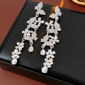 Detailansicht funkelnder Schmetterlings-Ohrringe mit Strasssteinen und Quasten - Silbernadel-Silber-Transparent