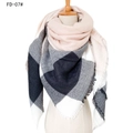 Plaid scarf with pink grey black patterns and fringe tassels on a mannequin - Grey Pink