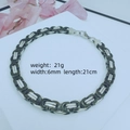 Men's 6mm black and silver braided stainless steel chain bracelet with 21cm length - 6mm*22cm / Steel Black