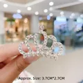 Sparkling silver crown hair comb with clear rhinestones for girls, size 3.7x2.7cm - 8# Five-Ring Rhinestone Crown