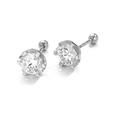 Sterling silver round cubic zirconia stud earrings with secure ball screw back closure - 0.5 Carat (5mm) / White Zircon