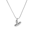 Silver chubby balloon style letter T necklace with polished brass finish and box chain - Necklace Y