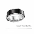 Moderner, drehbarer Ring aus Titanstahl für Herren mit elegantem schwarzem Spinner - Größe 7 / Schwarz und Weiß