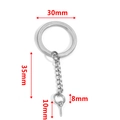Kit porte-clés argenté en inox 30mm avec chaîne et piton à vis pour bijoux DIY - Anneau Plat 30mm + Chaîne Simple + Vis à Œil