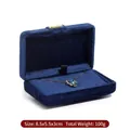 Dark blue velvet jewelry box with gold clasp for rings and planet pendant necklaces - Pendant Box / Dark Blue