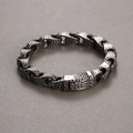 Bracciale vintage da uomo in acciaio al titanio con trama martellata stile punk - Stile Martellato Acciaio (KB182887-KJX)
