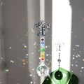 Silver tree of life suncatcher with vibrant colored crystal beads and clear prism ball - Multi-layer Tree of Life