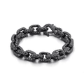 Bracciale vintage da uomo in acciaio inossidabile nero con texture martellata e chiusura a moschettone - Nero Opaco Martellato (KB148835-KJX)