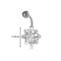 Silver sunflower belly ring with sparkling crystals and 1.35cm flower detail charm - Square Stone Flower Style (2601-9# Silver)