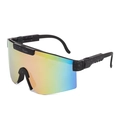Sporty sunglasses with colorful gradient lenses and white splatter pattern black frame - C11 Black Colorful Gradient