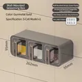 Gunmetal gold wall-mounted three-compartment spice box organizer for modern kitchens - 3-Grid (With Spoon + Label) / Gun Grey Gold