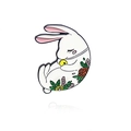 Cute white rabbit enamel pin with colorful floral patterns on its back for women - Floral Sleeping White Rabbit (CC2253)