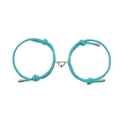 Bracelets de couple en corde milanaise bleu sarcelle avec fermoir cœur magnétique - Bleu lac