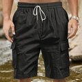 Schwarze Herren-Cargoshorts mit praktischen Taschen und elastischem Tunnelzugbund - S / Schwarz