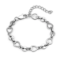 Minimalist silver-tone titanium bracelet featuring heart-shaped links and lobster clasp - Hollow Heart and Circle Chain