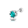 Screw-back surgical steel stud earring with a 0.68cm teal green gemstone setting - Blue-Green Crown Style (916-8#)
