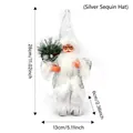 9-inch standing Santa Claus figurine with silver sequin hat and berry decorations - White
