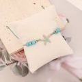 Bohemian braided bracelet with turquoise beads and golden starfish charm on white cushion - Turquoise Starfish Green Woven Style (2#)