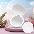 Draagbare mini ronde LED-make-upspiegel in wit met handige USB-C oplaadpoort - Standaard Spiegel / Wit