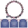 Bracciale di perline in diaspro zebra rosa con ciondolo a cuore e carta regalo - Stile Pietra Naturale Rosa e Nero (Stile-3) / Alla mia mamma migliore